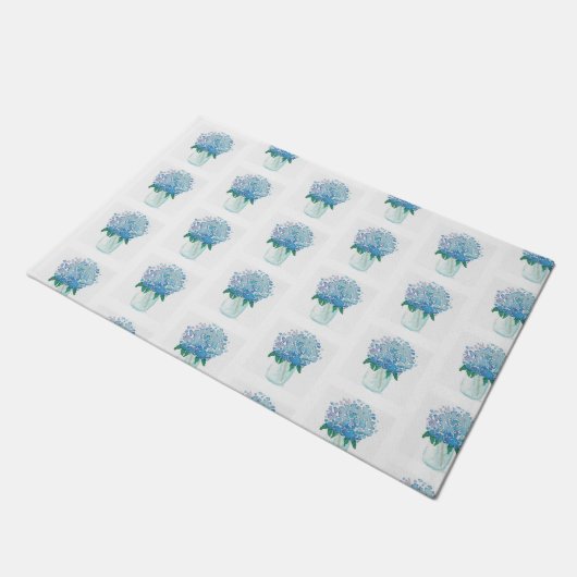 Blauwe en Paarse hydrangea Deurmat (Schuin)