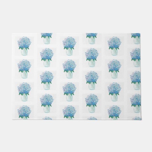 Blauwe en Paarse hydrangea Deurmat (Voorkant)