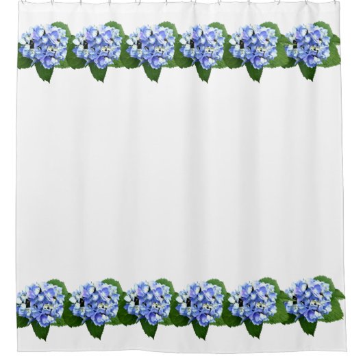 Blauwe en Paarse hydrangea Douchegordijn (Voorkant)