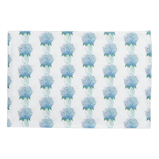 Blauwe en Paarse hydrangea Kussensloop (Achterkant)