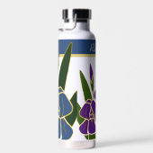 Blauwe en Paarse iris met naam Waterfles (Rechts)