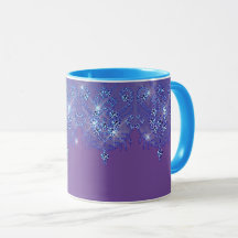 Blauwe en paarse kanten sprankelende diamant zien