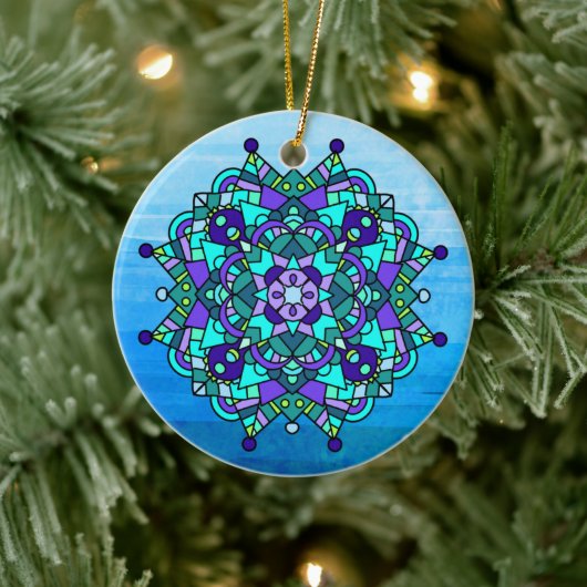 Blauwe en Paarse Kerstmis Keramisch Ornament (Boom)