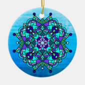 Blauwe en Paarse Kerstmis Keramisch Ornament (Voorkant)