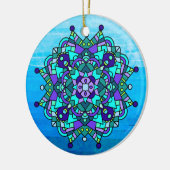 Blauwe en Paarse Kerstmis Keramisch Ornament (Links)