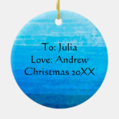 Blauwe en Paarse Kerstmis Keramisch Ornament (Achterkant)