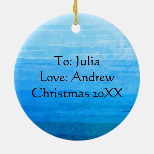 Blauwe en Paarse Kerstmis Keramisch Ornament (Achterkant)