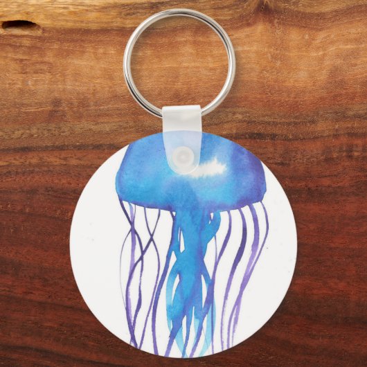 Blauwe en Paarse kwallen Sleutelhanger (Voorkant)