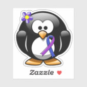 Blauwe en Paarse lint Penguin Sticker (Vel)