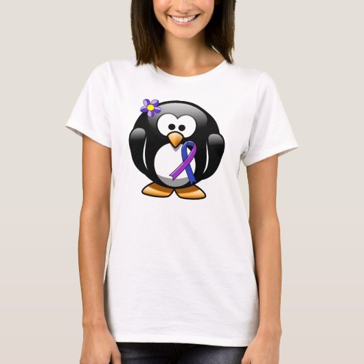 Blauwe en Paarse lint Penguin T-shirt (Voorkant)