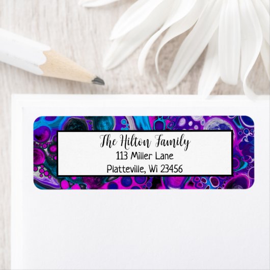 Blauwe en Paarse marmervochtige kunst Etiket (Insitu)