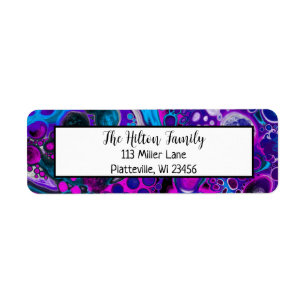 Blauwe en Paarse marmervochtige kunst Etiket