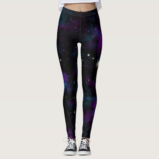 Blauwe en Paarse melkweg Leggings (Voorkant)