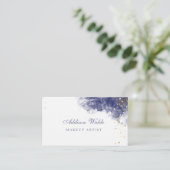 Blauwe en Paarse moderne vloeibare Waterverf Visitekaartje (Staand voorkant)