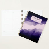 Blauwe en Paarse moderne Waterverf Moody Clouds Planner (Display)