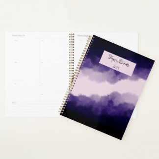 Blauwe en Paarse moderne Waterverf Moody Clouds Planner