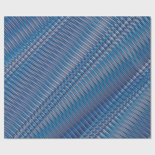Blauwe en paarse moiré Stripes - Trippy Abstract Cadeaupapier (Vlak)