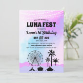 Blauwe en Paarse muziekfeestdag Kaart (Staand voorkant)