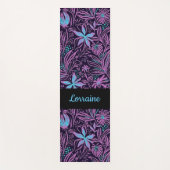 Blauwe en paarse neonbloemen yogamat (Voorkant)