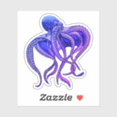Blauwe en paarse octopus sticker (Vel)