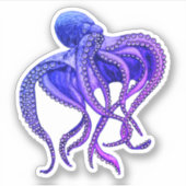 Blauwe en paarse octopus sticker (Voorkant)