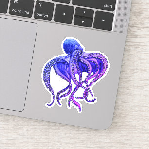 Blauwe en paarse octopus sticker