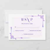 Blauwe en Paarse Orchidee bruiloft RSVP Kaartje (Voorkant)