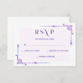 Blauwe en Paarse Orchidee bruiloft RSVP Kaartje (Voorkant / Achterkant)