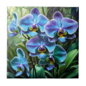 Blauwe en Paarse orchideeën Tegeltje (Voorkant)