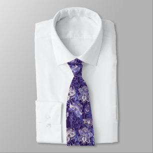 Blauwe en Paarse Paisley Stropdas