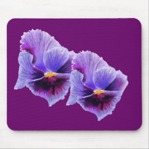 Blauwe en paarse Pansies Mousepad Muismat