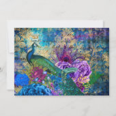 Blauwe en Paarse Peacock Birthday Hartelijk dank Bedankkaart (Achterkant)