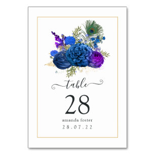 Blauwe en Paarse  peacock Floral Kaart