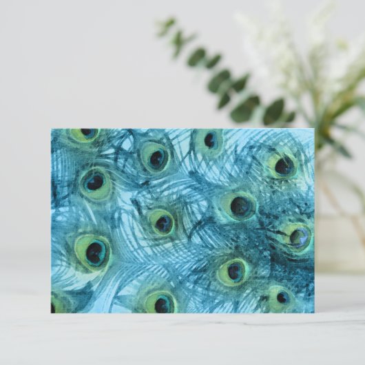 Blauwe en Paarse Peacock Response Kaart (Staand voorkant)