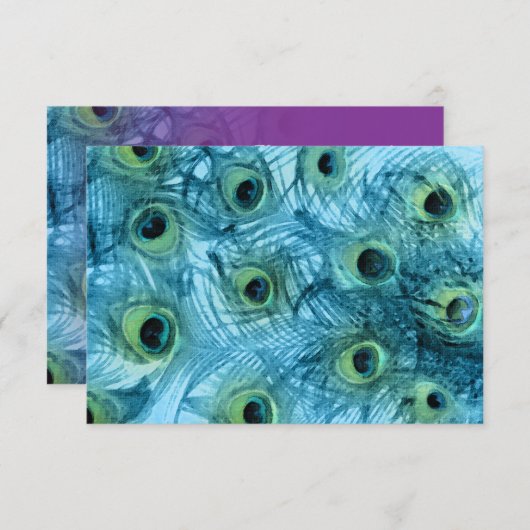 Blauwe en Paarse Peacock Response Kaart (Voorkant / Achterkant)