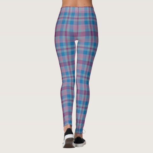 Blauwe en paarse plaid monogram leggings (Achterkant)