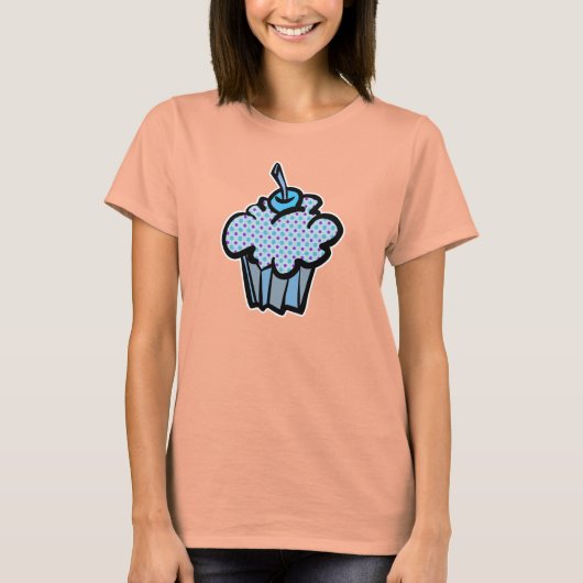 blauwe en paarse pokstip t-shirt (Voorkant)