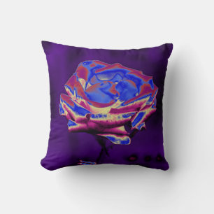 Blauwe en Paarse Roos Pop Art Kussen