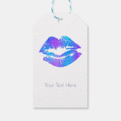 Blauwe en Paarse roze bruine, gekleurde lips Cadeaulabel (Achterkant)