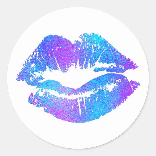 Blauwe en Paarse roze bruine, gekleurde lips Ronde Sticker (Voorkant)