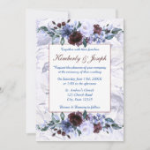 Blauwe en Paarse Rozen bruiloft uitnodiging (Voorkant)