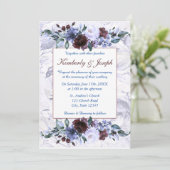 Blauwe en Paarse Rozen bruiloft uitnodiging (Staand voorkant)