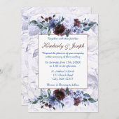 Blauwe en Paarse Rozen bruiloft uitnodiging (Voorkant / Achterkant)