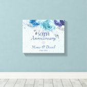 Blauwe en Paarse Rozen Canvas Afdruk (Insitu (Houten vloer))