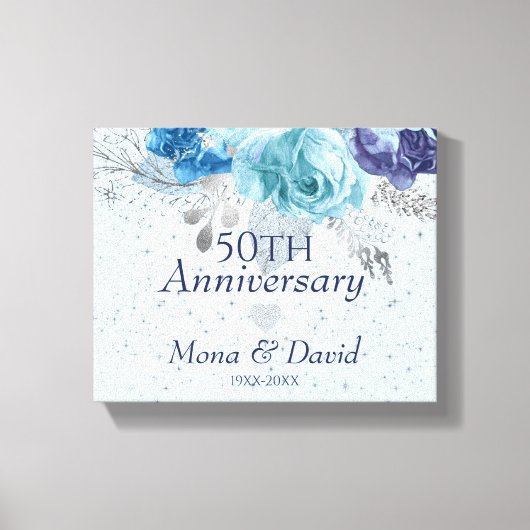 Blauwe en Paarse Rozen Canvas Afdruk (Voorkant)