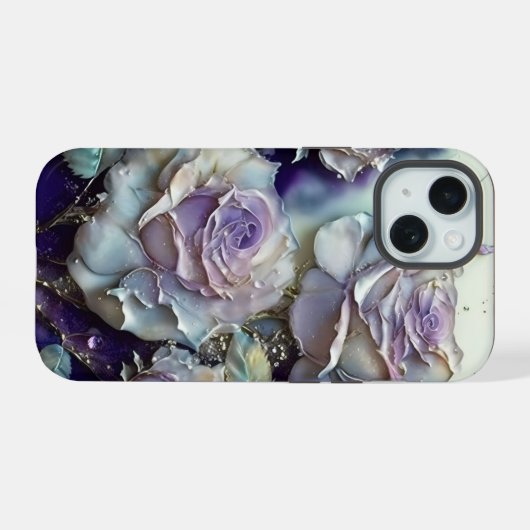 Blauwe en Paarse Rozen iPhone 15 Case (Achterkant horizontaal)