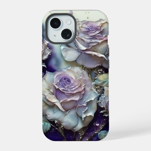 Blauwe en Paarse Rozen iPhone 15 Case (Achterkant)