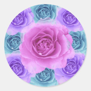 Blauwe en Paarse Rozen Sticker