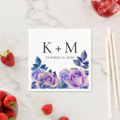 Blauwe en paarse rozen waterverf. Trouwbloemen Servet (Insitu)
