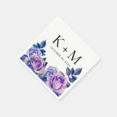 Blauwe en paarse rozen waterverf. Trouwbloemen Servet (Hoek)